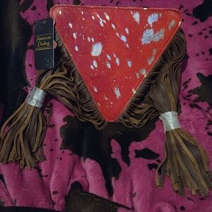 American Darling Red and Brown Fringe Bag